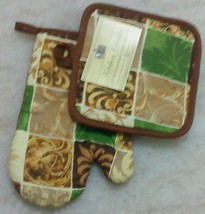 2-pc Kitchen Set Pot Holders Oven Mitt Fall Leaves Autumn - £3.91 GBP