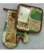 2-pc Kitchen Set Pot Holders Oven Mitt Fall Leaves Autumn - £3.92 GBP