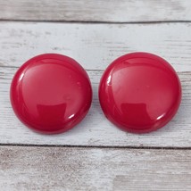 Vintage Clip On Earrings 1 &amp; 1/8&quot; Red Circle - Some Marks - £7.91 GBP
