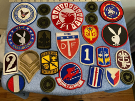 LOT OF VINTAGE PATCHES MOSTLY MILITARY PLAYBOY BUNNY (B) - $75.00