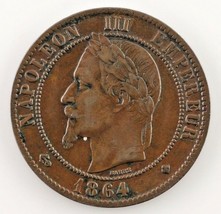 1864-B Frankreich 10 Rappen (XF) Extra Fein Zustand - $37.42