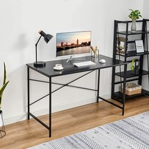 47.2“W X 23.6”D X 29.6“H Metal Frame Home Office Writing Desk - Full Black - $140.19