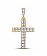 10kt Yellow Gold Mens Round Diamond Roman Cross Charm Pendant 3/4 Cttw - £645.98 GBP