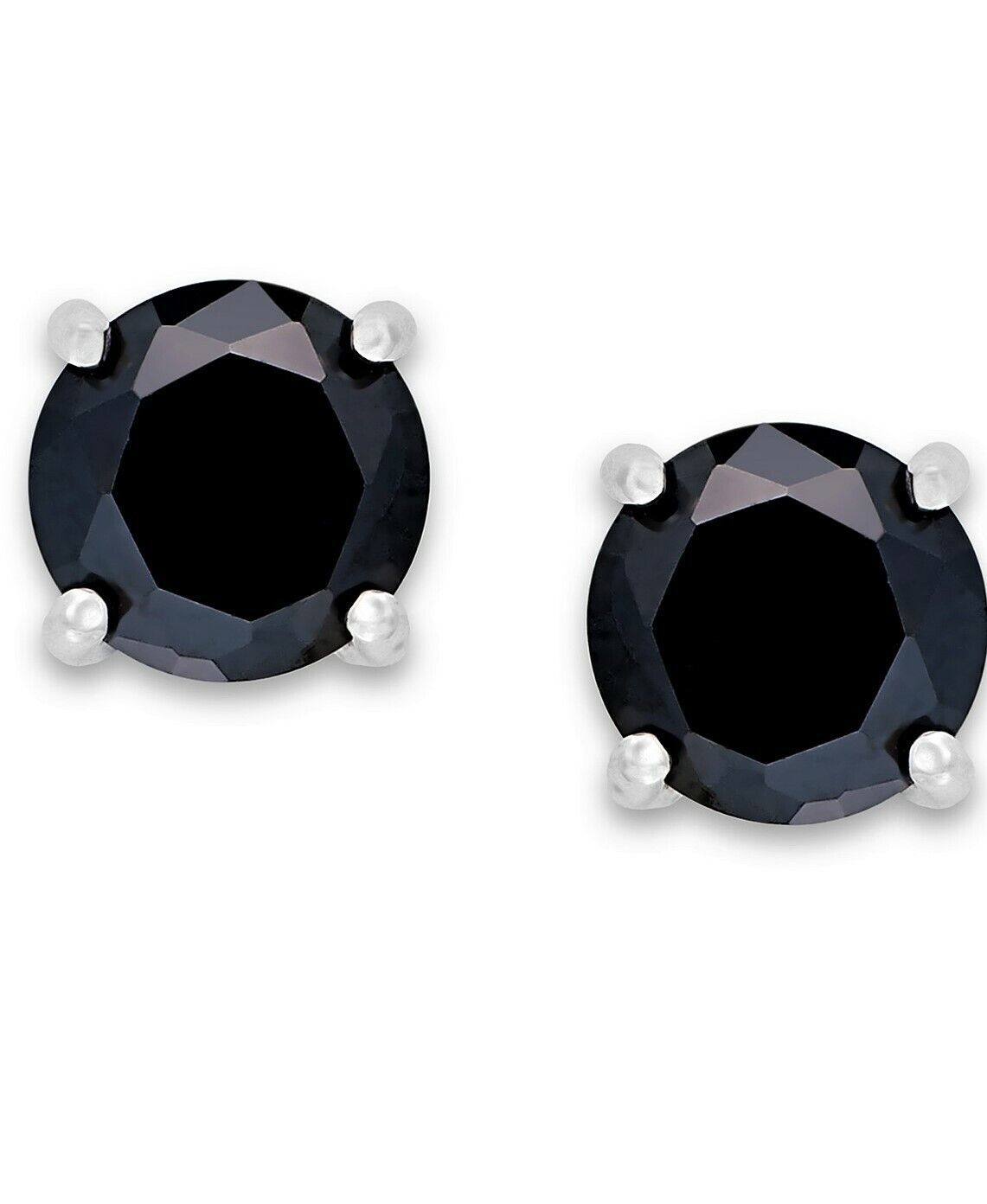 Black Cubic Zirconia Stud Earrings 2 CARATS in Sterling Silver Giani Bernini - $20.20