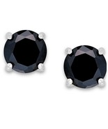 Black Cubic Zirconia Stud Earrings 2 CARATS in Sterling Silver Giani Ber... - £15.91 GBP