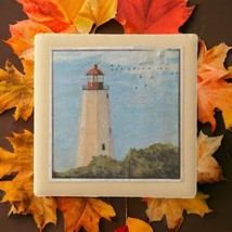 Sandy Hook NJ Lighthouse Magnet Ceramic Vtg Souvenir Fridge Travel Refrigerator  - £7.94 GBP