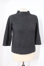 Vince S Dark Gray Mock Neck 100% Cashmere 3/4 Sleeve Sweater Holes Mend - £26.00 GBP