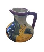 Mexican Clay Hecho En Hand Painted Vase Fruits Maroon Yellow Blue Medium... - £17.31 GBP