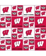 Cotton University of Wisconsin Badgers College Team Fabric Print D664.37 - £22.02 GBP