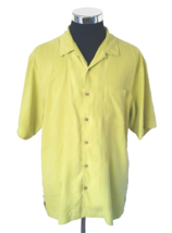 Tommy Bahama Island Casual Shirt Men&#39;s Large Silk Aloha Chartreuse Short Sleeves - £16.52 GBP
