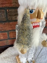 Glam Nutcracker 14&quot; Silver White Fur Sparkle Christmas Tree Decor Glitte... - $28.50