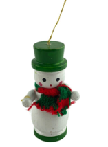 German Christmas Ornament Snowman Green Top Hat Handmade Hand Painted - $12.55