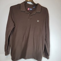 Chaps Mens Polo Shirt XL Long Sleeve Brown Comfortable and Stylish - £10.19 GBP