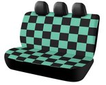 Checkered Black Green Anime Car Rear Seat Cover - $32.00