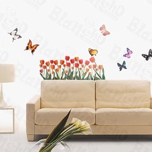 HEMU-HL-906 - Tulip &amp; Butterfly - Wall Decals Stickers Appliques Home Decor - £8.02 GBP