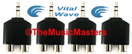(4) 3.5mm 1/8&quot; Stereo Male Plug to Dual RCA Jacks (F) Audio Cable Adapte... - $11.39