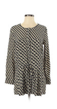 Anthropologie Maeve Blouse Small Geometric Print Long Slv Pleated Button Front - £25.37 GBP