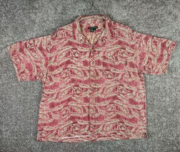Royal Robbins Shirt Men XL Red Palm Short Sleeve Button Down Linen Hawaiian Camp - £14.34 GBP