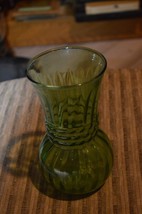 Vintage Anchor Hocking Emerald Green Glass Ivy Ball Swirl Rope Vase 6 1/2&quot; - $9.99