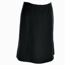 PRADA Solid A-Line Panel Knee Length Wool Black Womens Size EUR 44 US 10 - $116.99