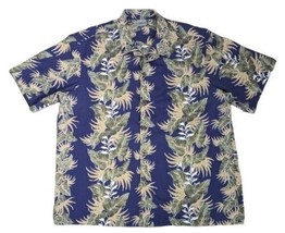 Royal Creations Hawaiian Tropical Leaves Shirt USA Blue Green 2XL - £15.59 GBP