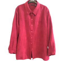 3X Magenta Peachskin Blouse Top Faux Suede Supple Washable Relativity Woman - $25.23