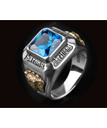 Fashionable dominant hip hop handmade 925 silver men&#39;s trendy blue gemst... - $9.80