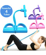 4 Tube Pull Rope Fitness Elastic Bands Pedal Ankle Puller Abdominal Exer... - $15.07 CAD