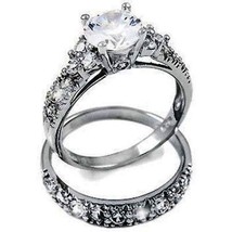 Austrian Zircon Wedding Promise Engagement Ring 14k White Gold over 925 SS - £37.61 GBP