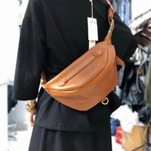 Cool Leather Chest Bag for Woman Moto Car Crossbody Pa High Quality hide Female  - £113.54 GBP
