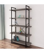 5-Tier Vintage Industrial Style Bookcase/Metal And Wood Bookshelf Furnit... - £235.11 GBP
