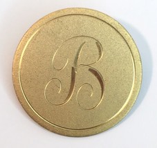 Vintage Textured Gold Tone Letter Initial “B” Medallion Brooch Pin - £9.41 GBP