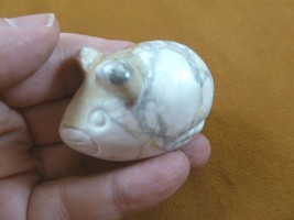 Y-MOU-703 plump little white Howlite Roly Poly house Mouse Mice gemstone... - $17.53