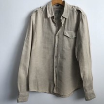 Napapijri Shirt Mens L Poplin Collar Button Logo Long Sleeve Distressed ... - £32.78 GBP