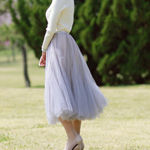 Gray Layered Tulle Tutu Skirt Outfit Women Custom Plus Size Midi Tulle Skirt image 5