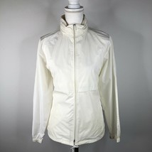 Vintage Woolrich Womens M White Full Zip Raincoat Rain Jacket Vented Hooded - £18.77 GBP