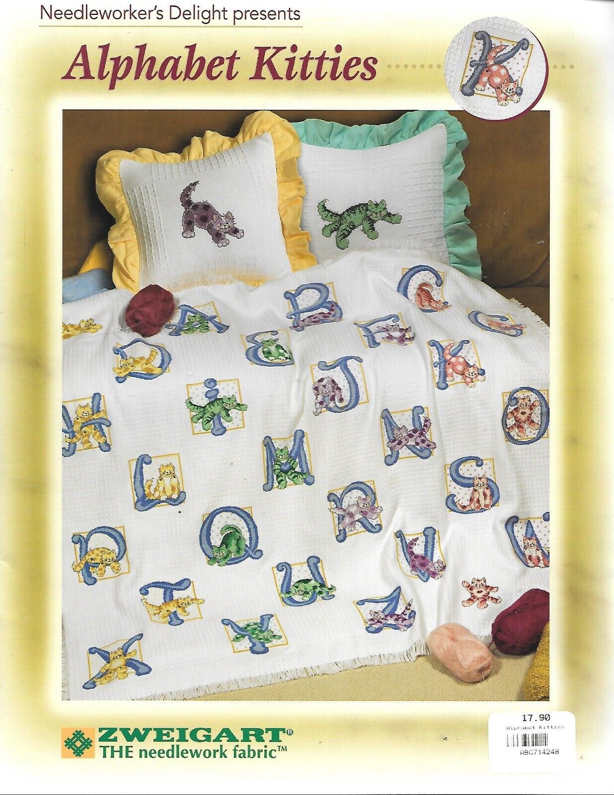 Needleworker's Delight J030 Alphabet Kitties NEW Embroidery
