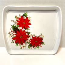 Vintage Christmas Poinsettia Hard Plastic Serving Tray 12 x 10.25 inches - £10.72 GBP