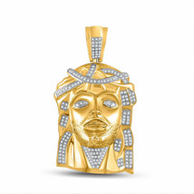 10k Yellow Gold Mens Diamond Jesus Face Charm Pendant 1/2 Cttw - £1,423.90 GBP