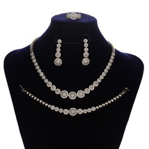 Jewelry Sets HADIYANA Graceful Women Wedding Bridal Necklace Earrings Ring And B - £42.51 GBP