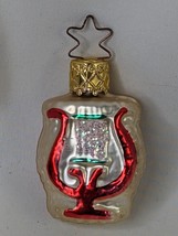 Christmas Glass Ornament Lyre Harp 2 Inch Germany Inge Glas Old World - £14.07 GBP