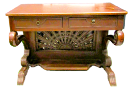 Antique French Style Hardwood Two Drawer Console Table Swan Legs circa 1... - $16,554.20 MXN