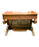 Antique French Style Hardwood Two Drawer Console Table Swan Legs circa 1... - $16,401.55 MXN