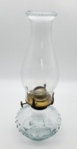 Vintage Lamplight Farms Oil Lamp Hurricane Hobnail Light Blue Tint Glass Base VG - £22.64 GBP