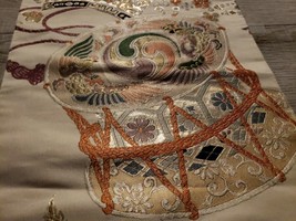 Japanese Silk Brocade Obi Taisho Showa Gold Rising Phenix Drum  153 &quot;× 1... - $307.62