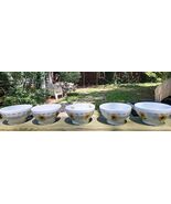  5 BIA Cordon Bleu  5&quot; Footed White All Purpose Bowl SunFlowers  Ribbed - $53.46