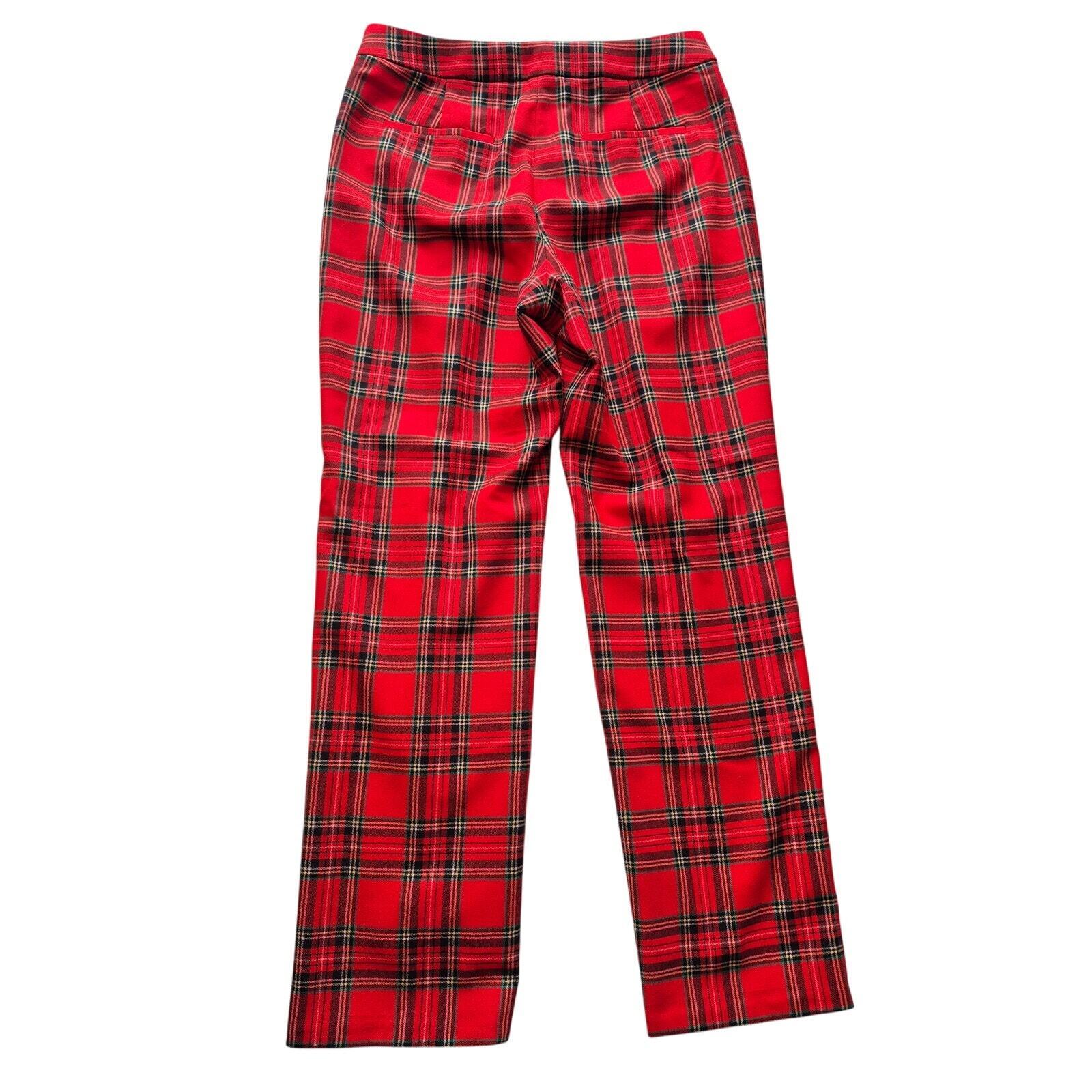 VTG J. Crew Kate, Sz. 10 Red Plaid Wool Blend Straight leg Pants 32" Inseam Item image 2