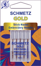 Schmetz Gold Embroidery Machine Needles-Size 11/75 5/Pkg - £10.75 GBP