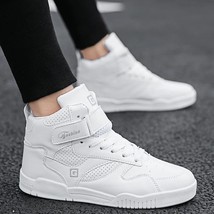 Men Plus Size High-top Sneakers Fashion Design White Flat Casual Shoes Basket Ho - £98.56 GBP
