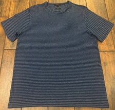 Vince Shirt Men&#39;s Blue Crew Neck Short Sleeve Striped Pima Cotton Size L... - $37.98
